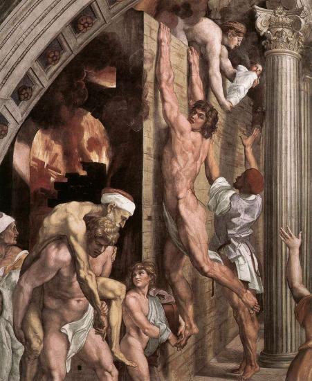 RAFFAELLO-Stanze Vaticane - The Fire in the Borgo (detail) [01]